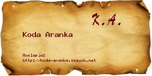 Koda Aranka névjegykártya